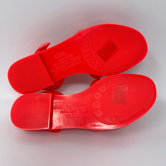 Melissa + Jeremy Scott Womens Tube Slingback Sandals Neon Orange Rubber 5-9 New - Picture 10 of 16
